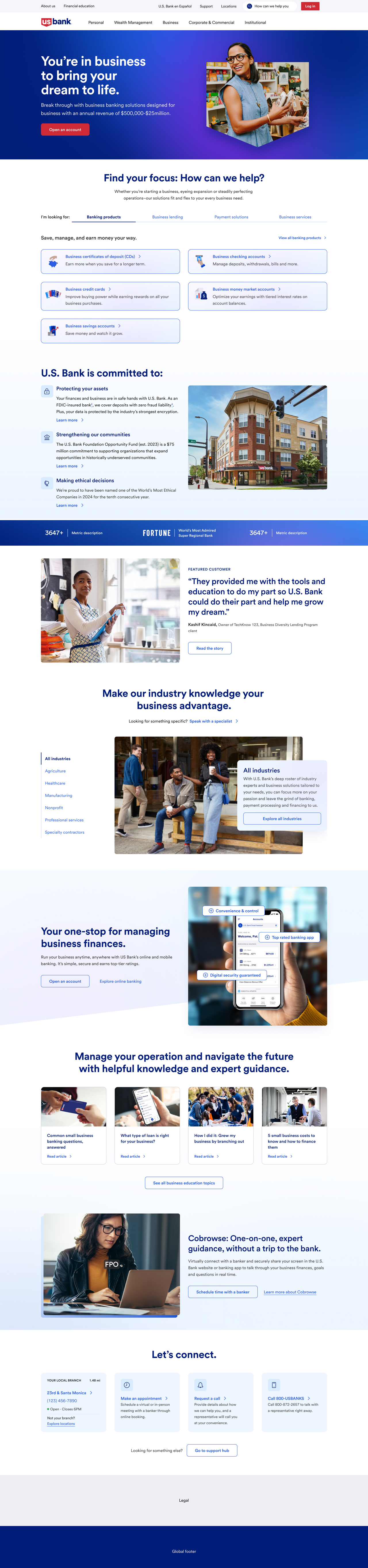Business Banking homepage redesigned.