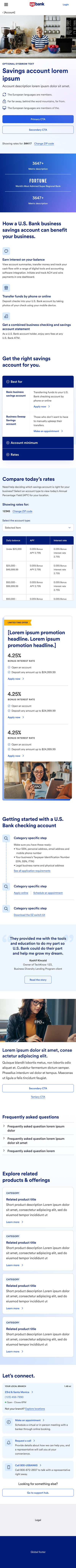 Banking account page template.
