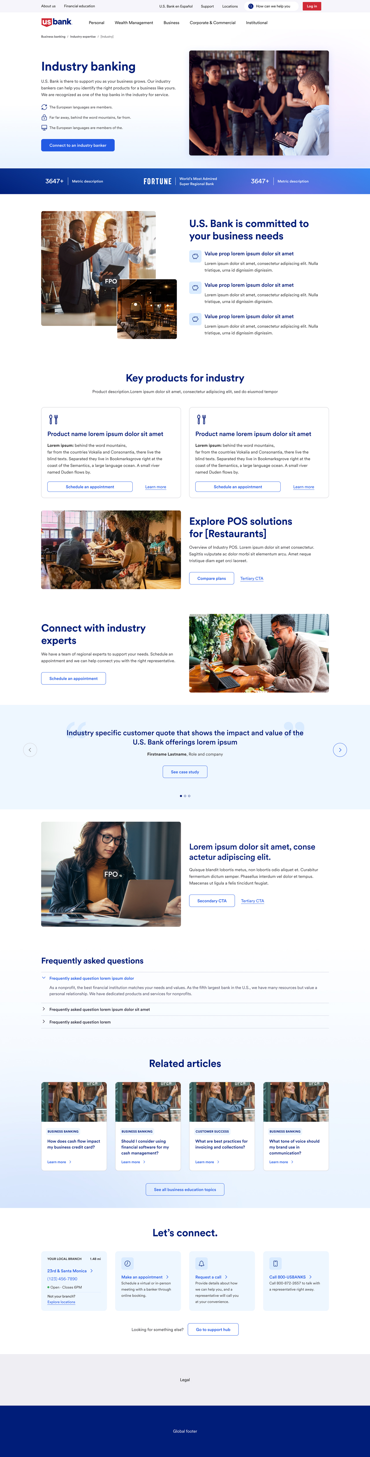 Industry page template built from carefully placed components to ensure every element serves a purpose.